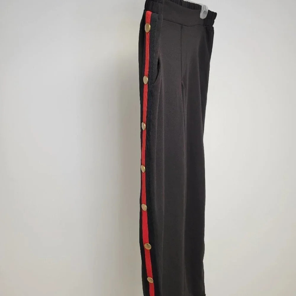 Button Side  Striped Pants - Picture 3 of 4